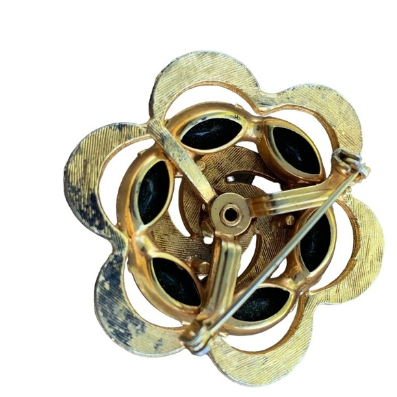 Vintage Round Black Brooch Pin - Picture 4 of 4